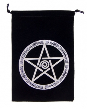 Velvet Bag Embroidered Pentacle Black