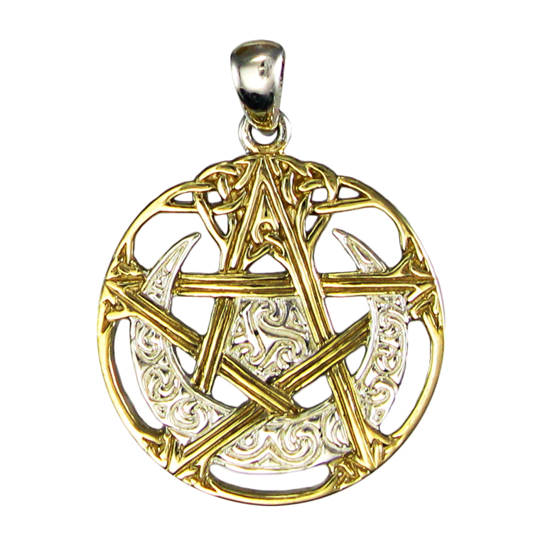 Vermeil Crescent Moon Pentacle | Wicca Warehouse